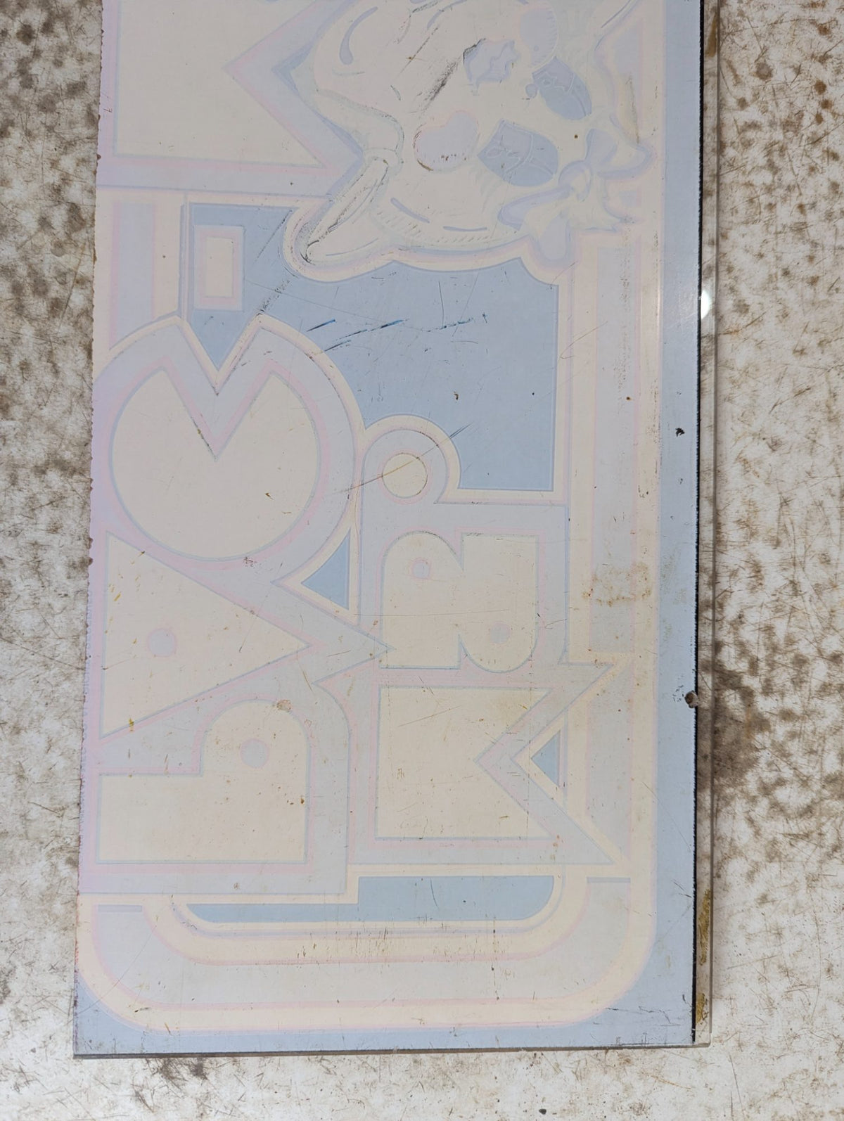 Original 1981 Midway Bally Ms. Pac-Man Arcade Marquee Sign 23" x 9"