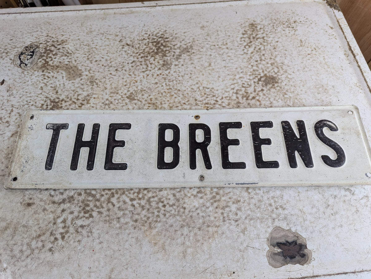 Embossed Painted Aluminum Sign 'The Breens'  24" x 6"