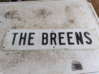Embossed Painted Aluminum Sign 'The Breens'  24" x 6"