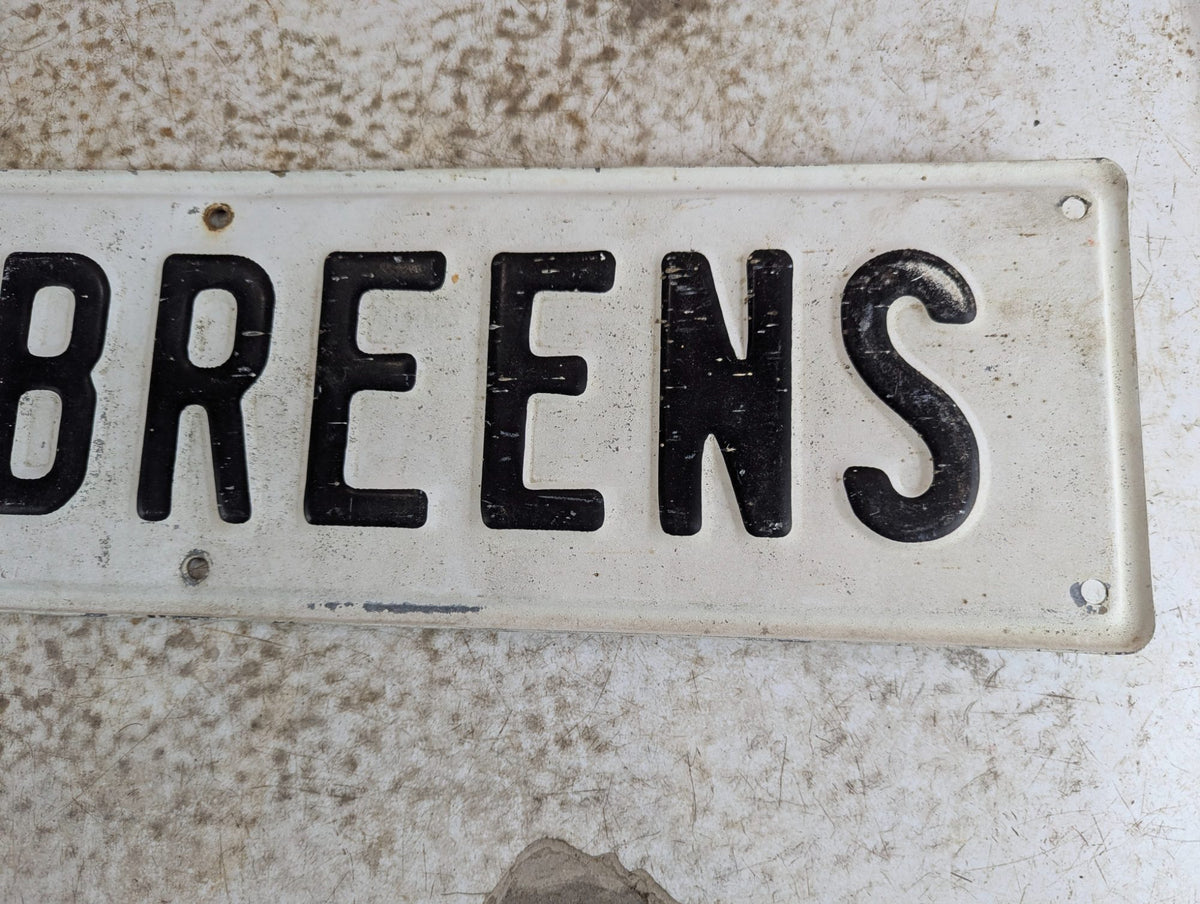 Embossed Painted Aluminum Sign 'The Breens'  24" x 6"