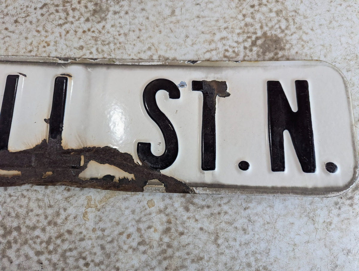 Vintage Embossed Porcelain Street Sign McGill St. N. 24" x 6"