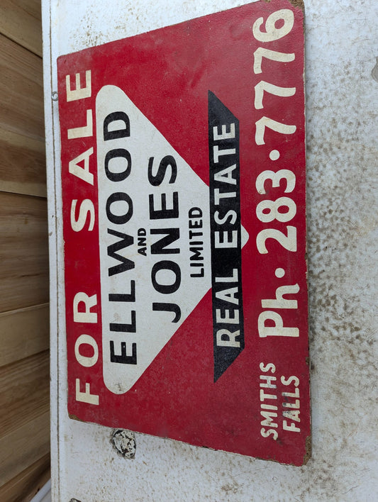Vintage Handpainted Wooden Smith Falls For Sale Real Estate Sign 25" x 16"
