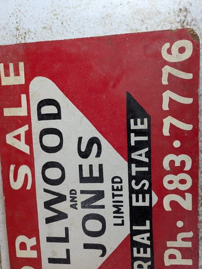 Vintage Handpainted Wooden Smith Falls For Sale Real Estate Sign 25" x 16"