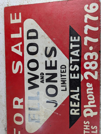 Vintage Handpainted Wooden Smith Falls For Sale Real Estate Sign 25" x 16"
