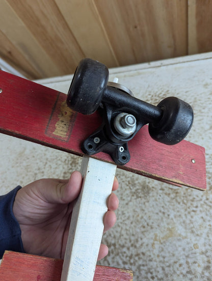 Vintage Handmade Scrap Art Wooden Biplane Toy 'Mr. Muscle' 11" long