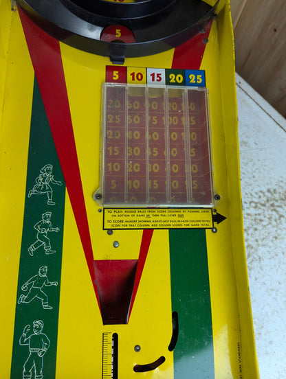 1950s Marx Toys Automatic Score Skee Ball Steel Litho Game 29" x 11" - Working with 4 Wooden Balls