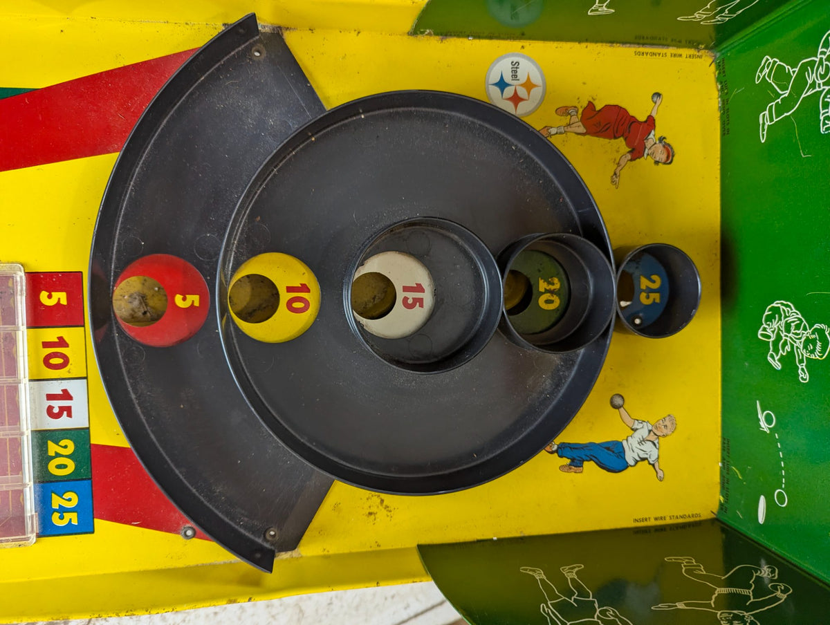 1950s Marx Toys Automatic Score Skee Ball Steel Litho Game 29" x 11" - Working with 4 Wooden Balls