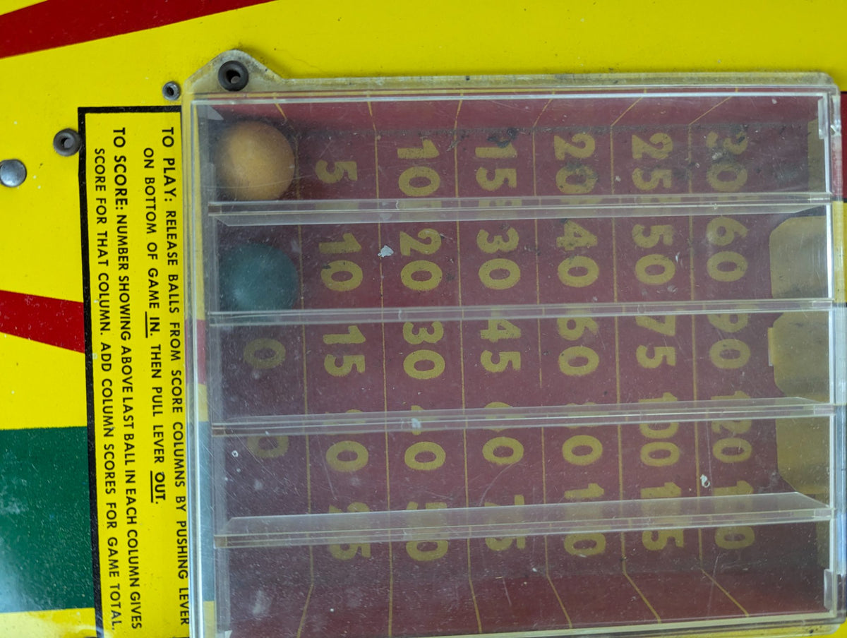 1950s Marx Toys Automatic Score Skee Ball Steel Litho Game 29" x 11" - Working with 4 Wooden Balls