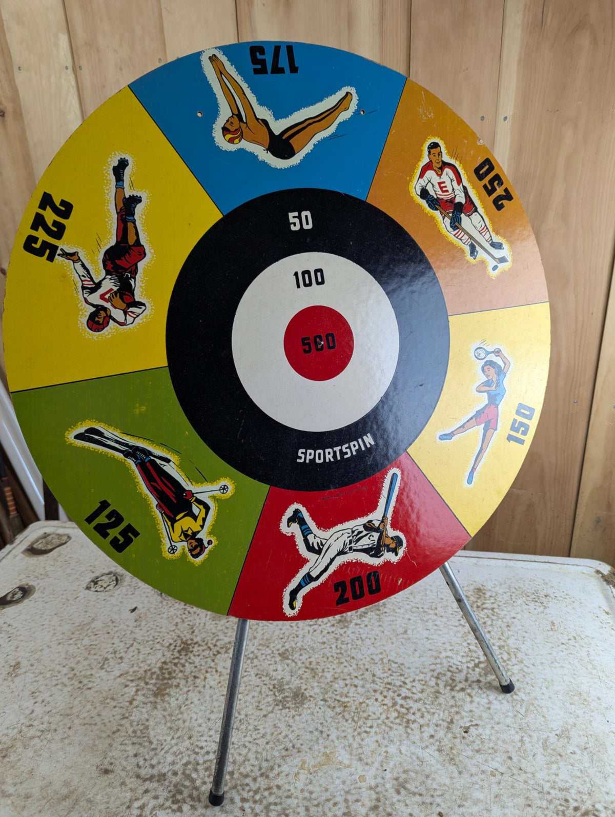 1950s Eagle Toys Sportspin Spinning Target Game with Metal Stand