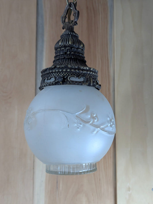 Vintage Ornate Frosted Glass Pendant Light