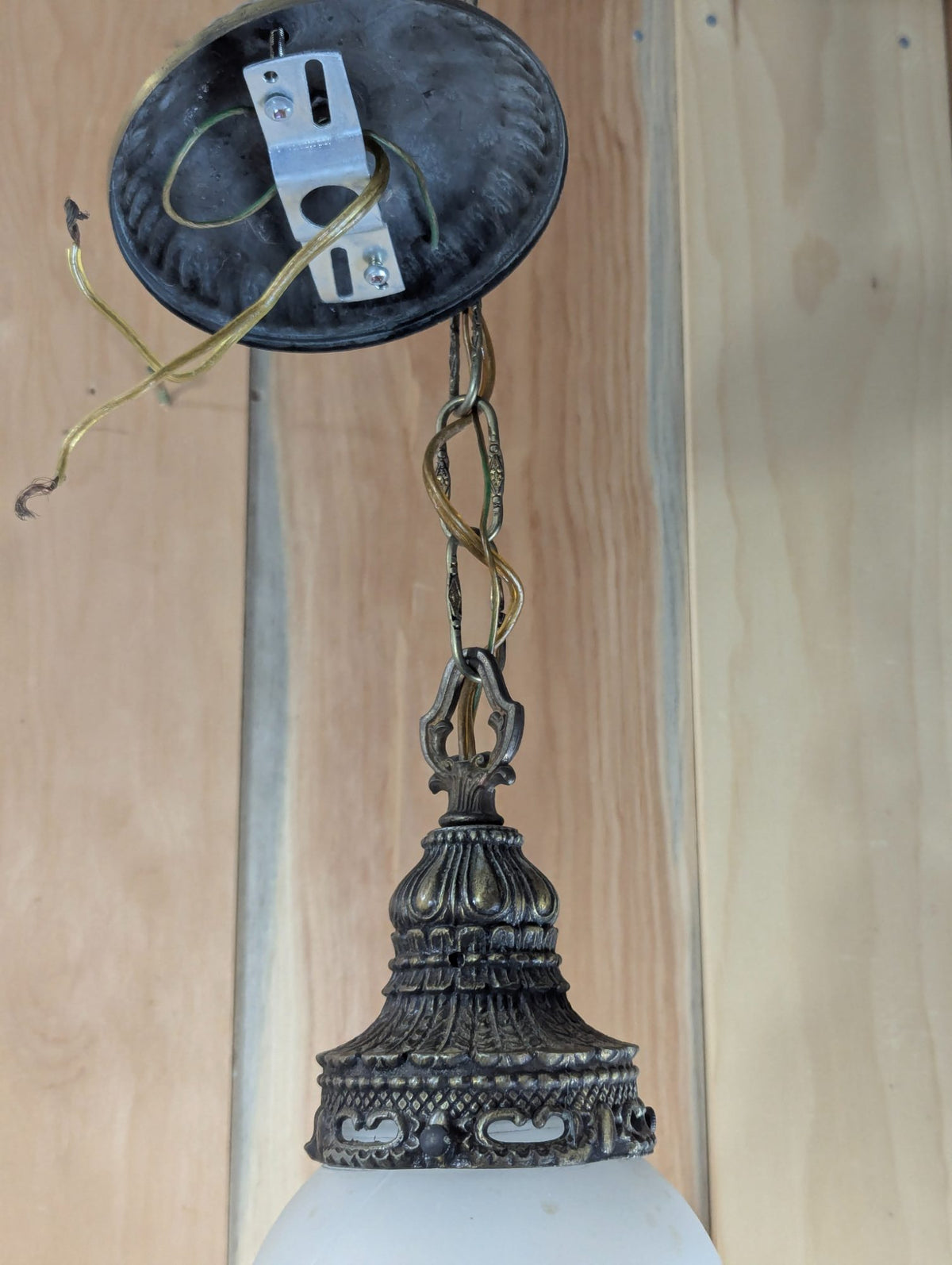 Vintage Ornate Frosted Glass Pendant Light