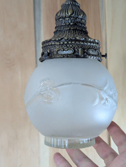 Vintage Ornate Frosted Glass Pendant Light