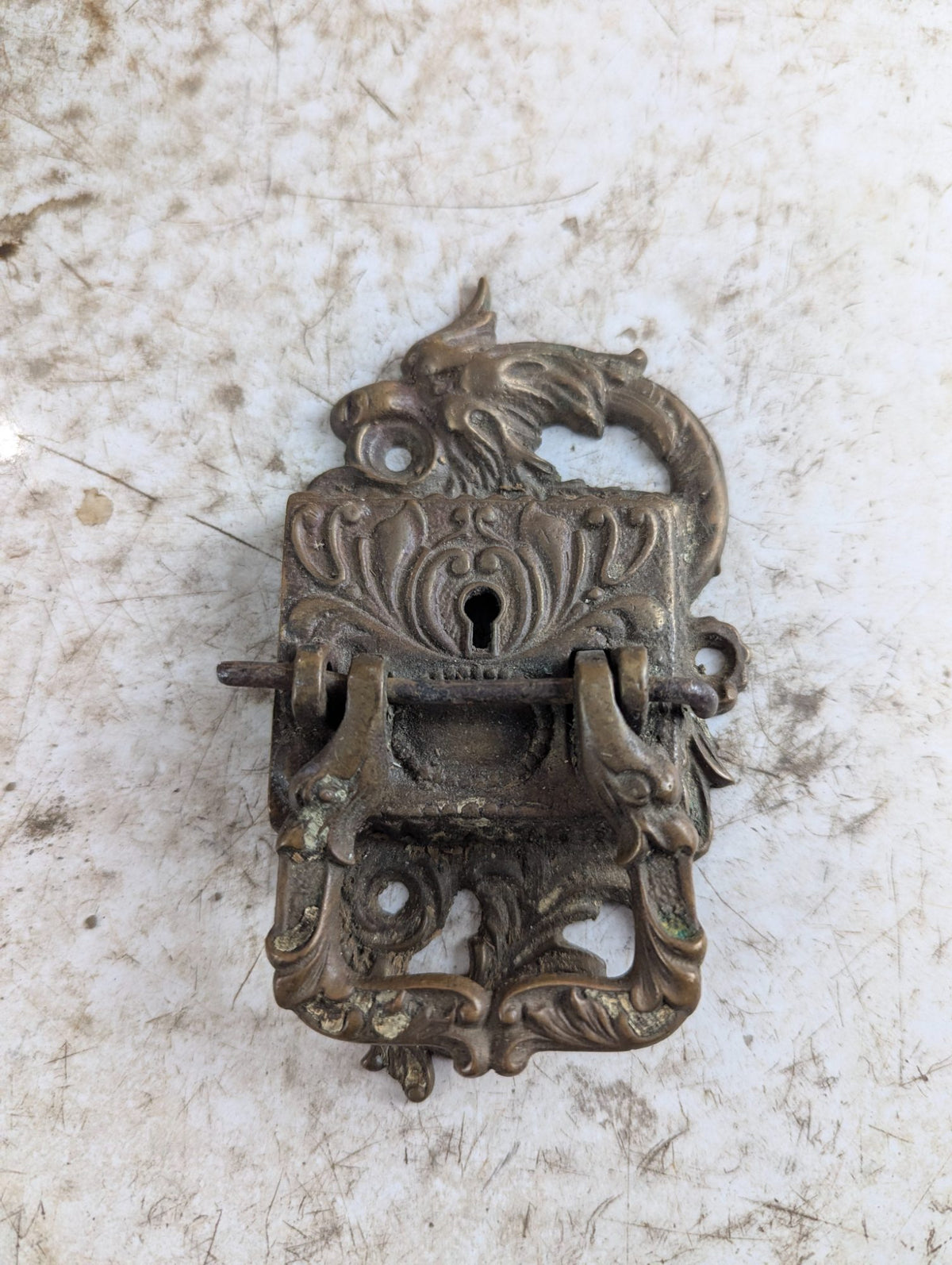 Antique Victorian Ornate Brass Icebox Latch - No catch or Lock