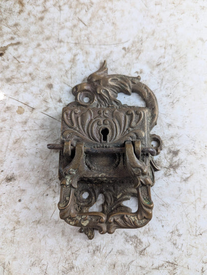 Antique Victorian Ornate Brass Icebox Latch - No catch or Lock