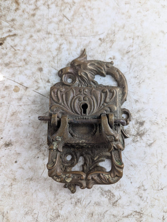 Antique Victorian Ornate Brass Icebox Latch - No catch or Lock