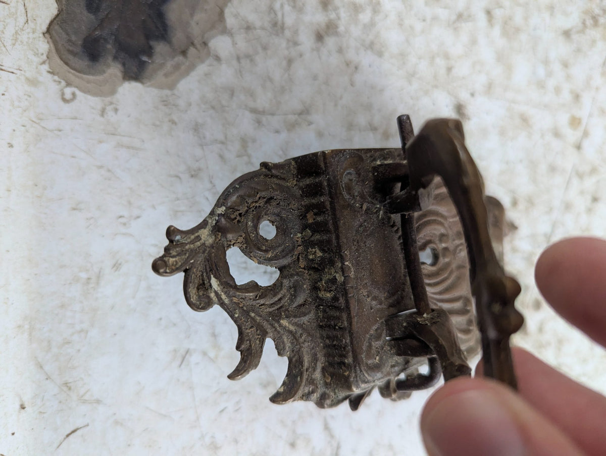 Antique Victorian Ornate Brass Icebox Latch - No catch or Lock