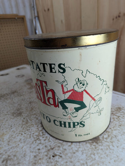1950s Patates Fiesta Potato Chips Montreal 1lb Tin