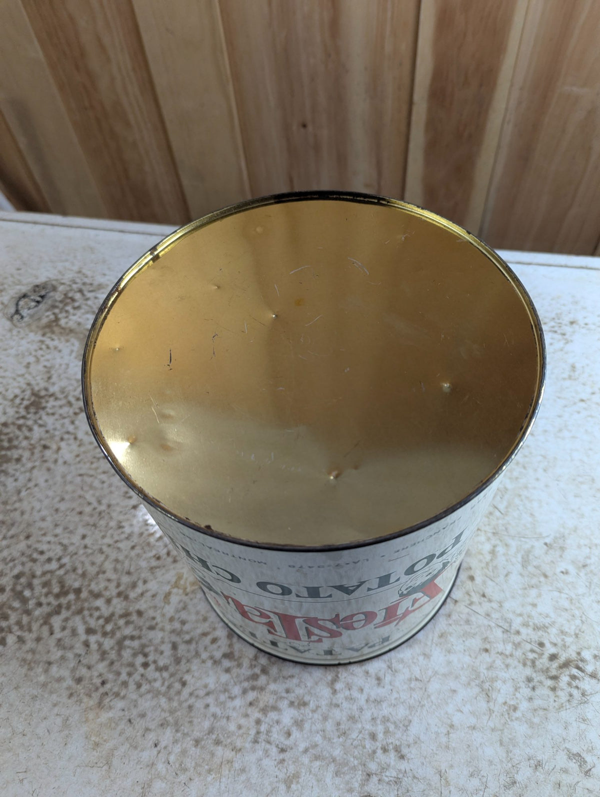1950s Patates Fiesta Potato Chips Montreal 1lb Tin