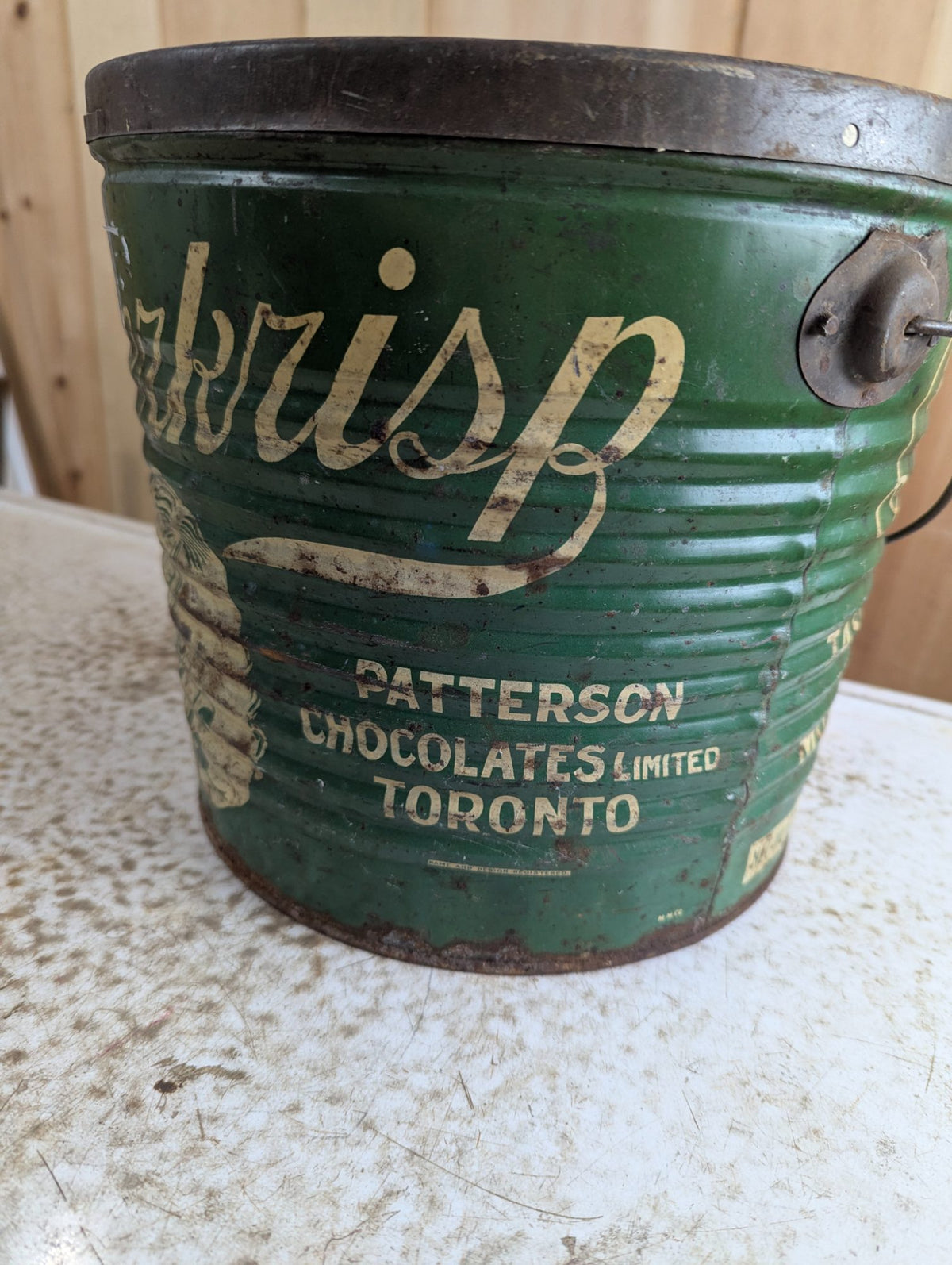 1930s Patterkrisp Chocolate Toronto 15lb Tin Pail