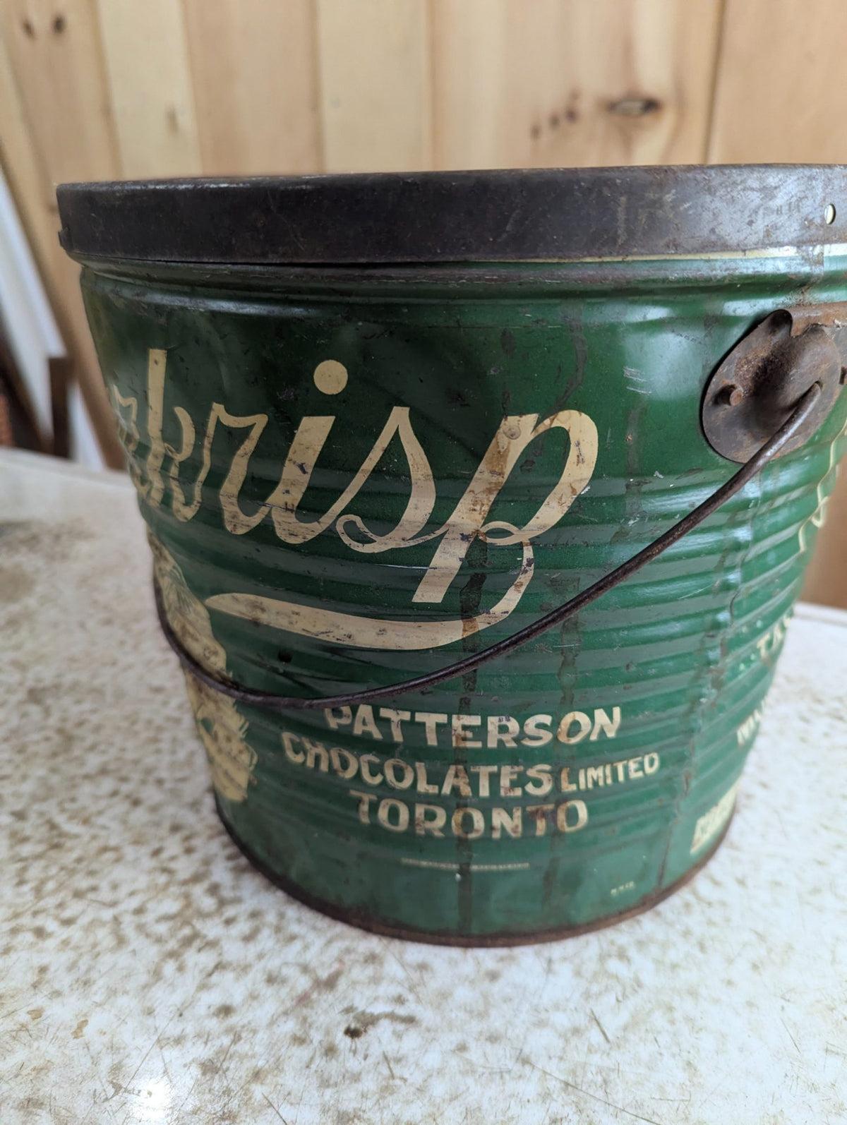 1930s Patterkrisp Chocolate Toronto 15lb Tin Pail