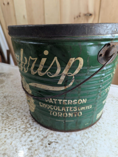 1930s Patterkrisp Chocolate Toronto 15lb Tin Pail