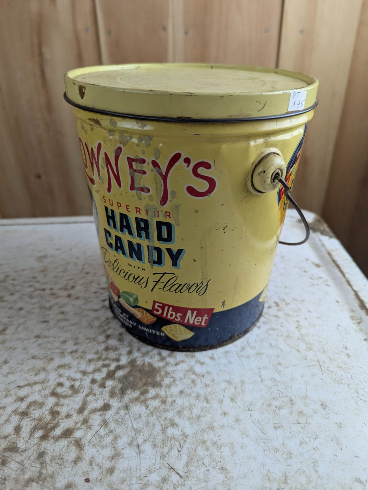 1950s Lowney's Superior Hard Candy 5lb Litho Tin Pail