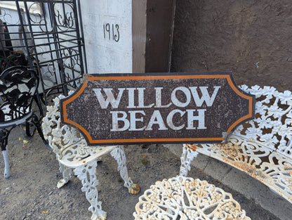 Vintage Wooden Willow Beach Lake Simcoe Sign 48" x 18"