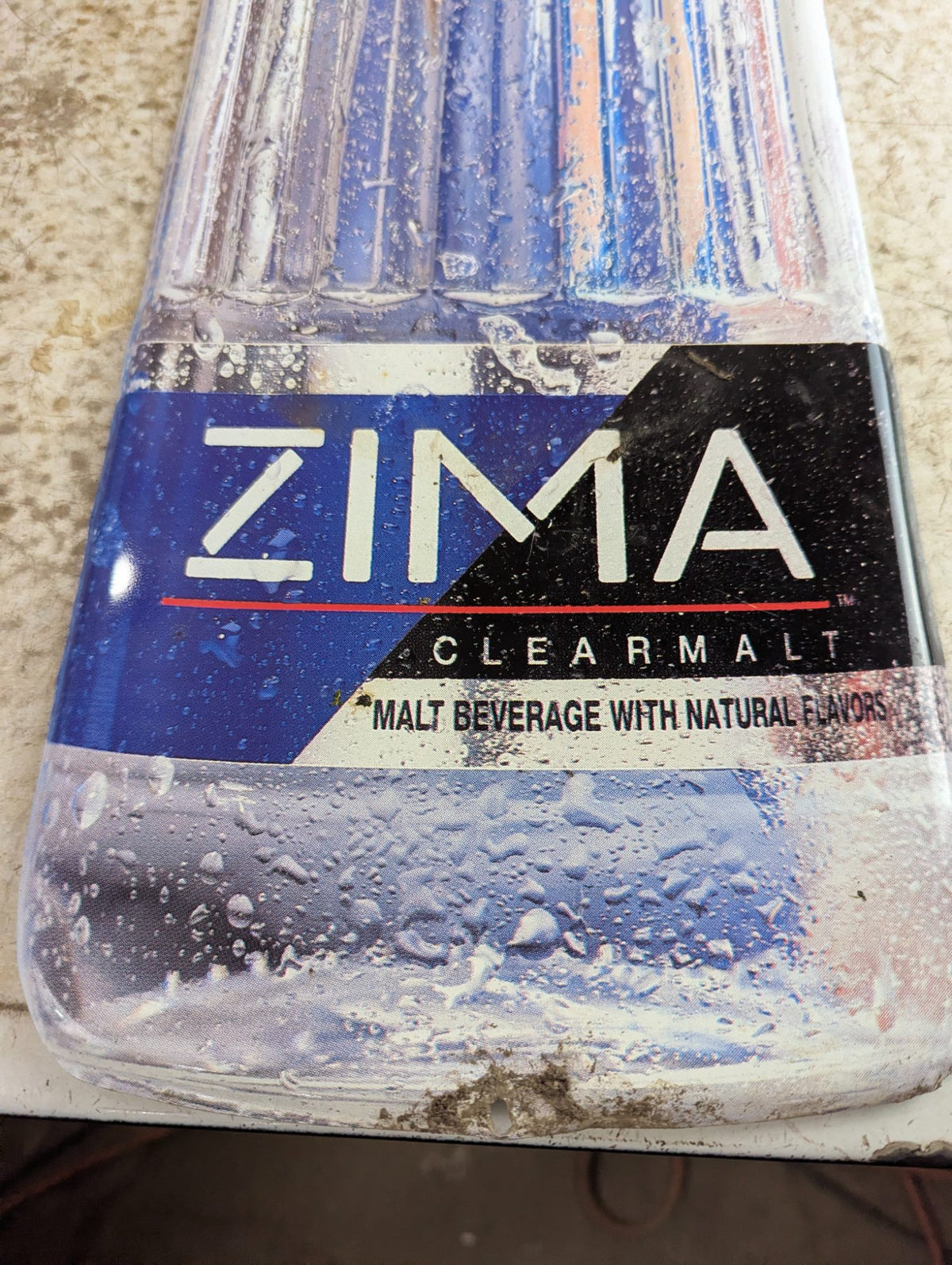 1993 Zima Metal Alcohol Advertising Sign 8.5" x 30"