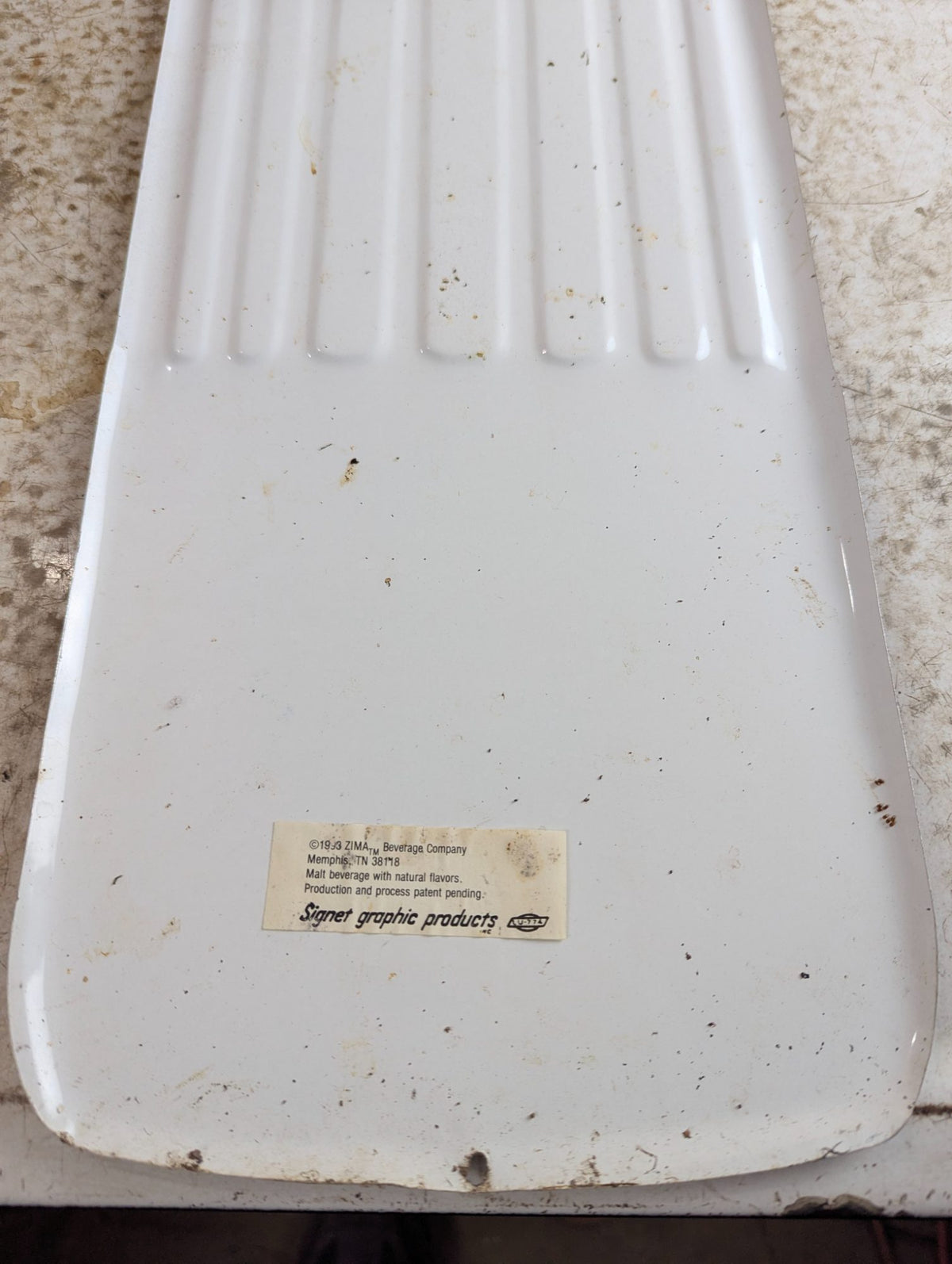 1993 Zima Metal Alcohol Advertising Sign 8.5" x 30"