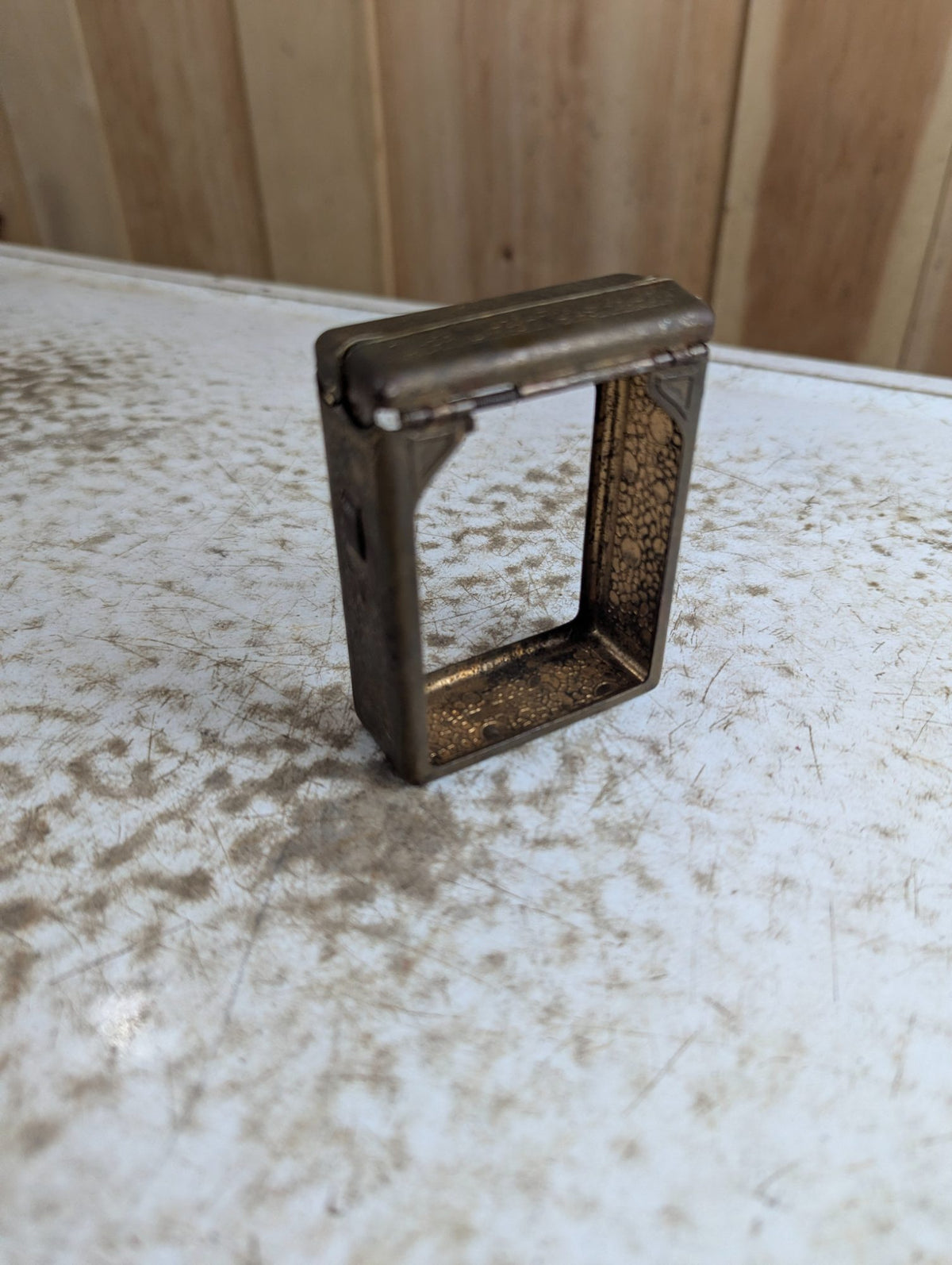 1930s Jemco Hold-a-Pak Brass Tobacco Cigarette Pack Holder