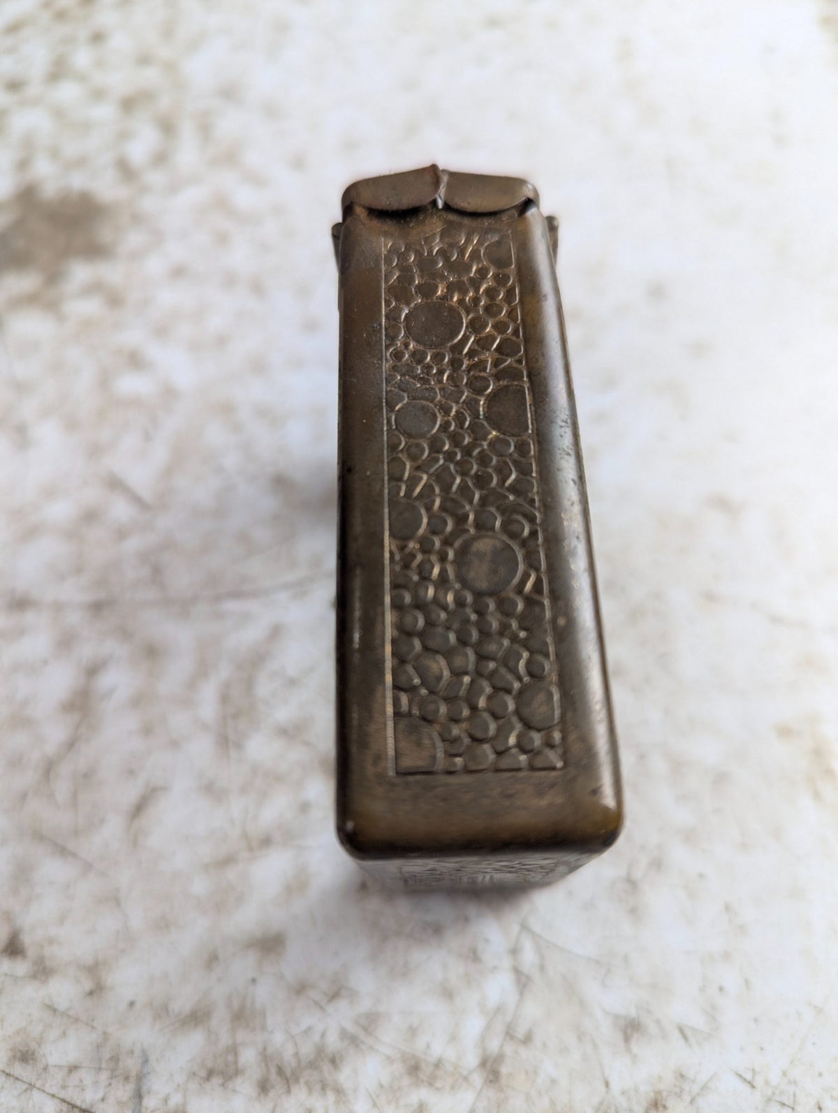 1930s Jemco Hold-a-Pak Brass Tobacco Cigarette Pack Holder
