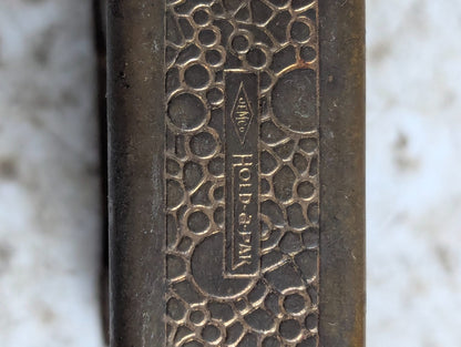 1930s Jemco Hold-a-Pak Brass Tobacco Cigarette Pack Holder