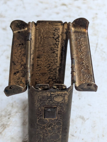1930s Jemco Hold-a-Pak Brass Tobacco Cigarette Pack Holder