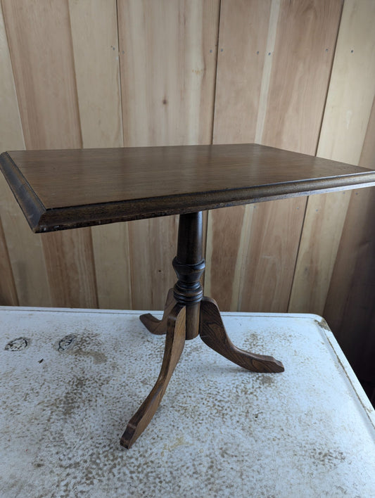 Vintage Wood Pedestal Occasional Side Table 24" x 15" x 19"