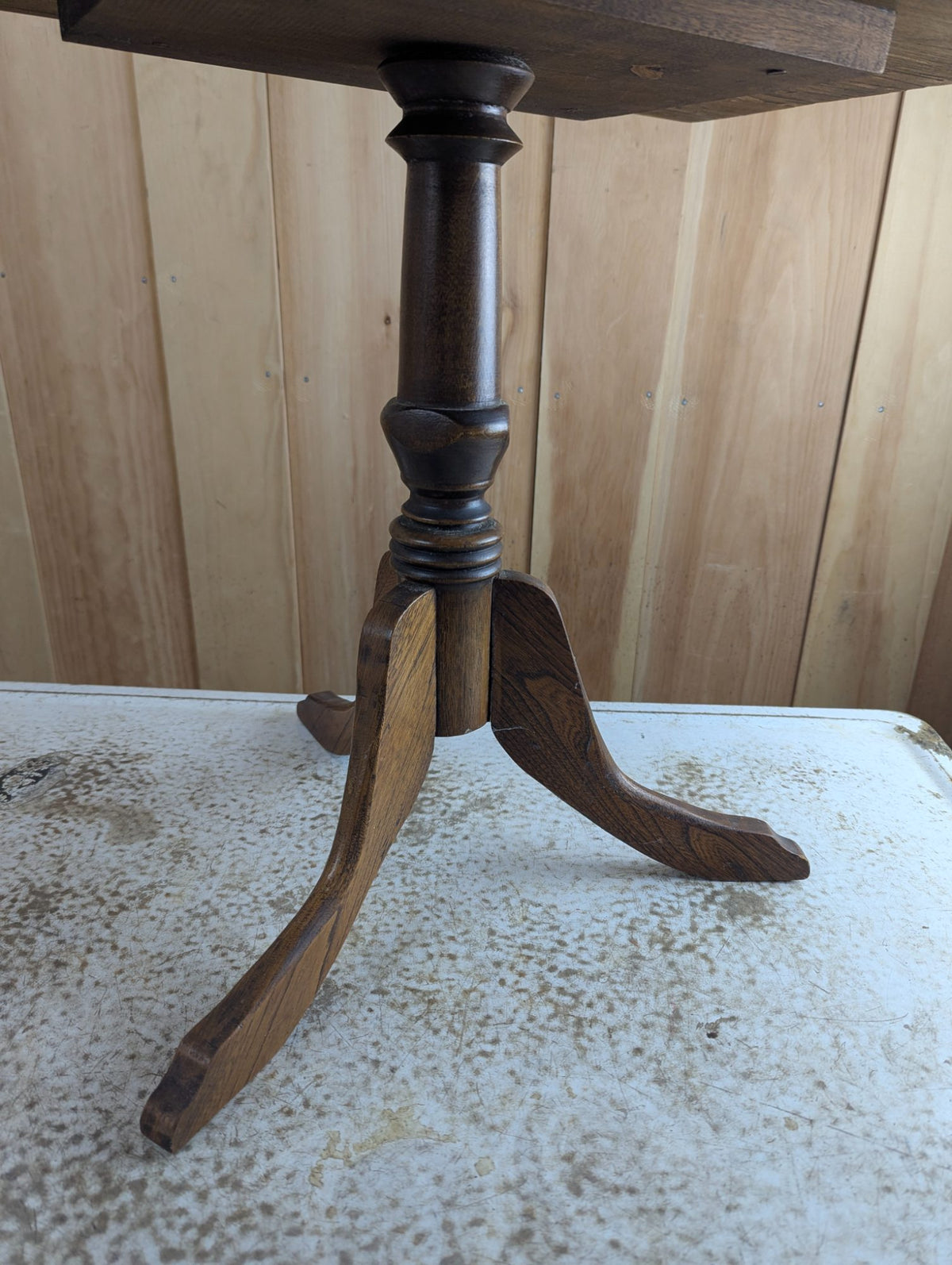 Vintage Wood Pedestal Occasional Side Table 24" x 15" x 19"