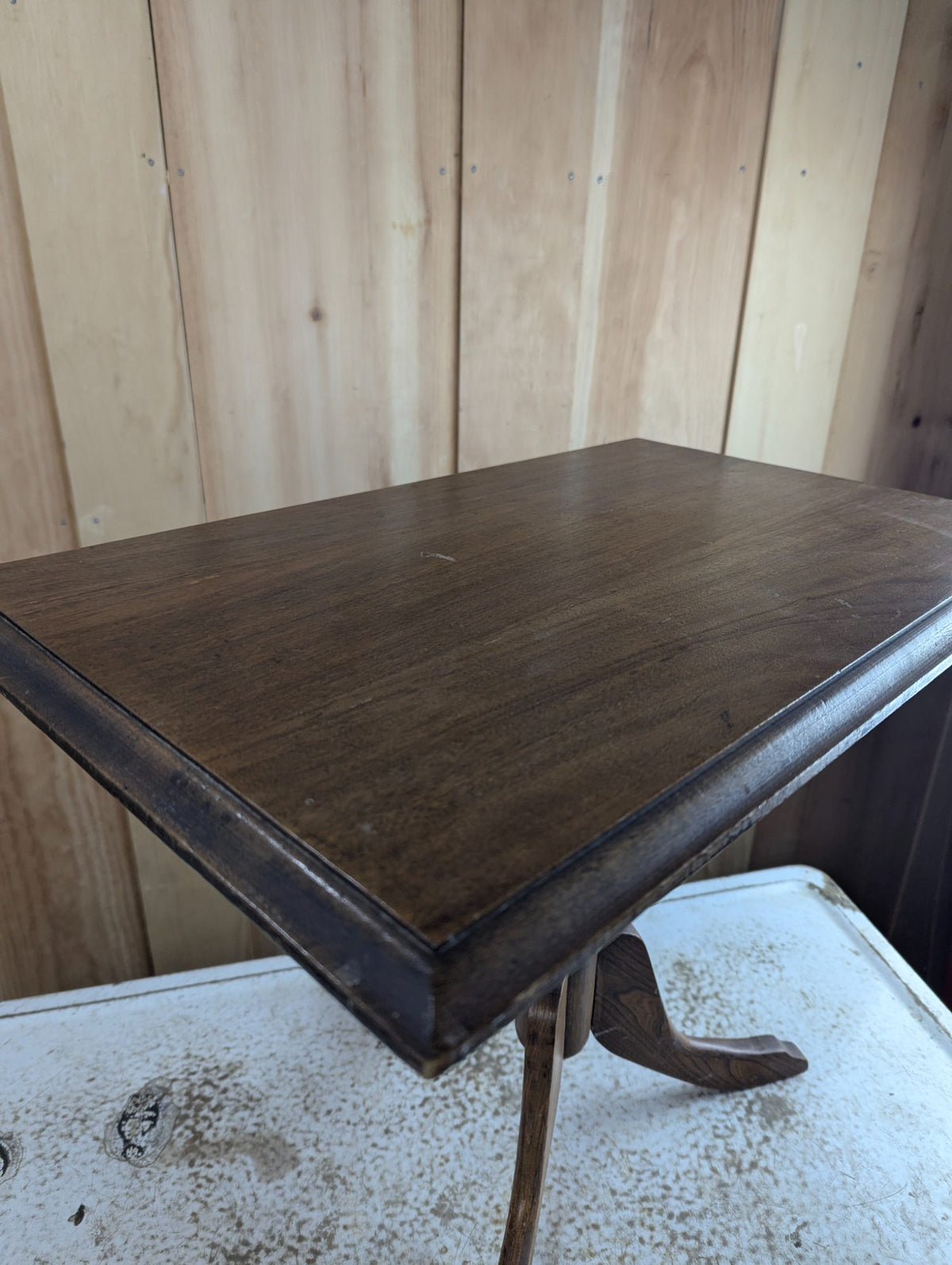 Vintage Wood Pedestal Occasional Side Table 24" x 15" x 19"