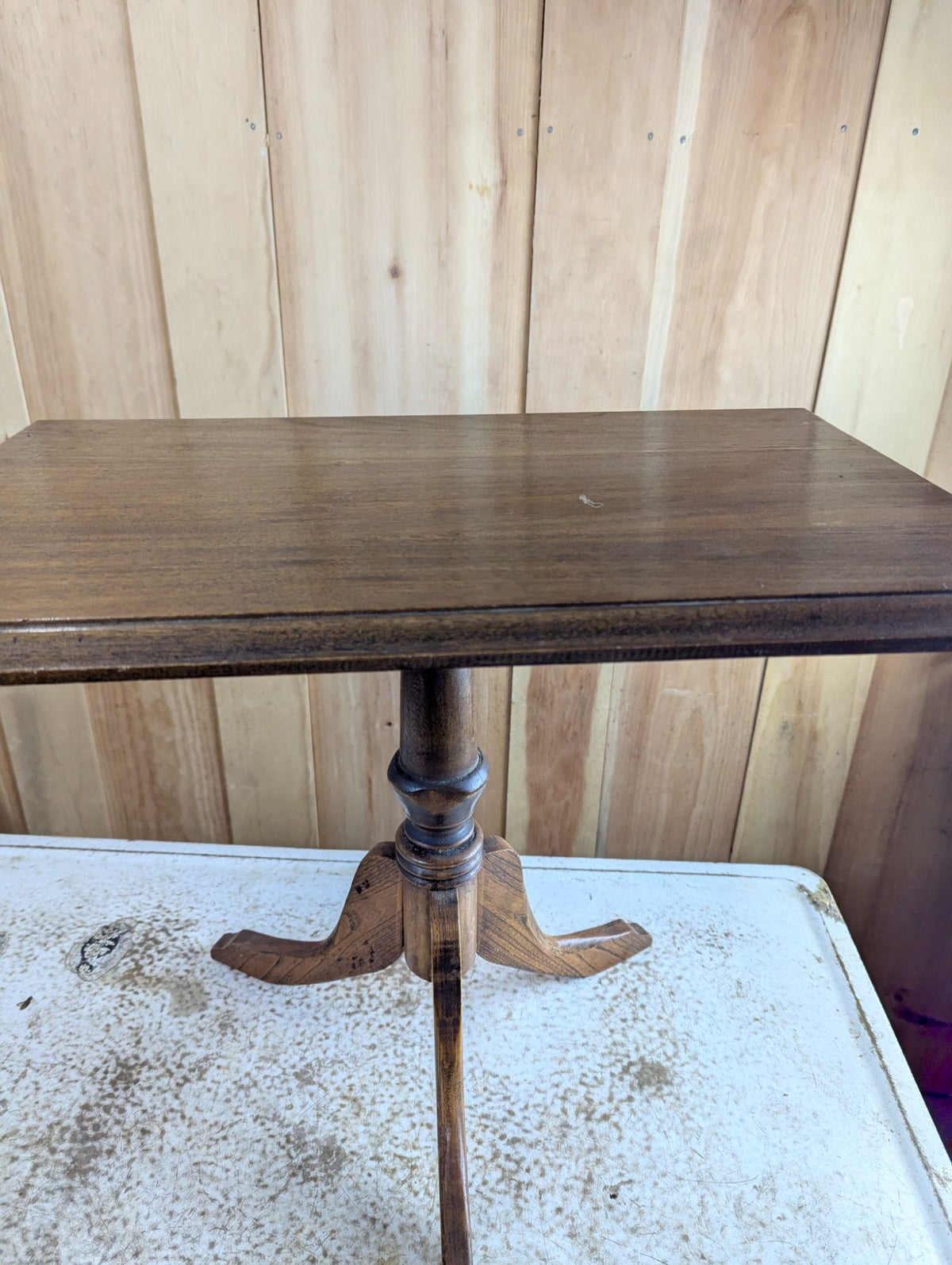 Vintage Wood Pedestal Occasional Side Table 24" x 15" x 19"