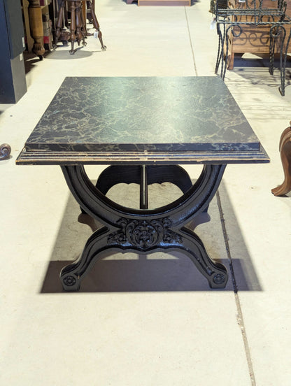 Renaissance Revival Coffee Table Carved X-form Base - 25" x 19" x 16"