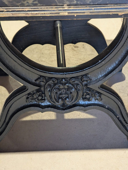 Renaissance Revival Coffee Table Carved X-form Base - 25" x 19" x 16"