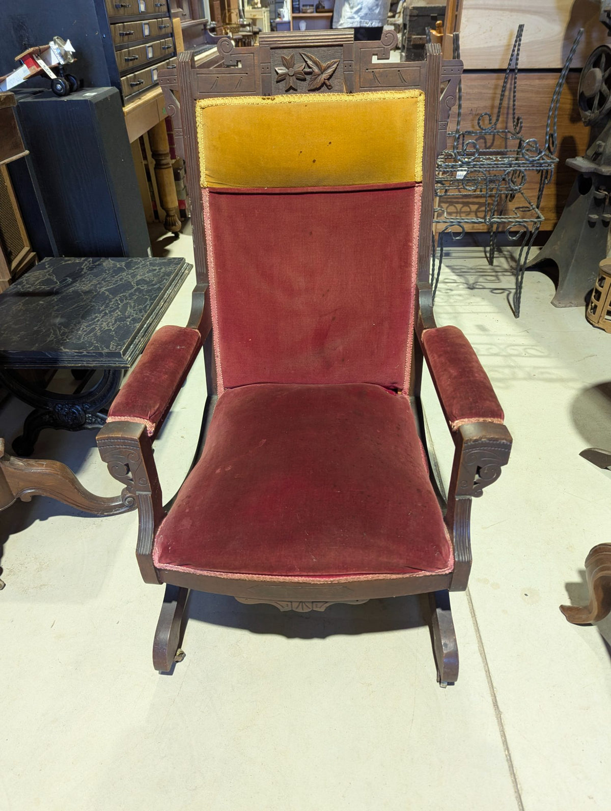 Antique Victorian Eastlake Walnut Platform Rocking Chair
