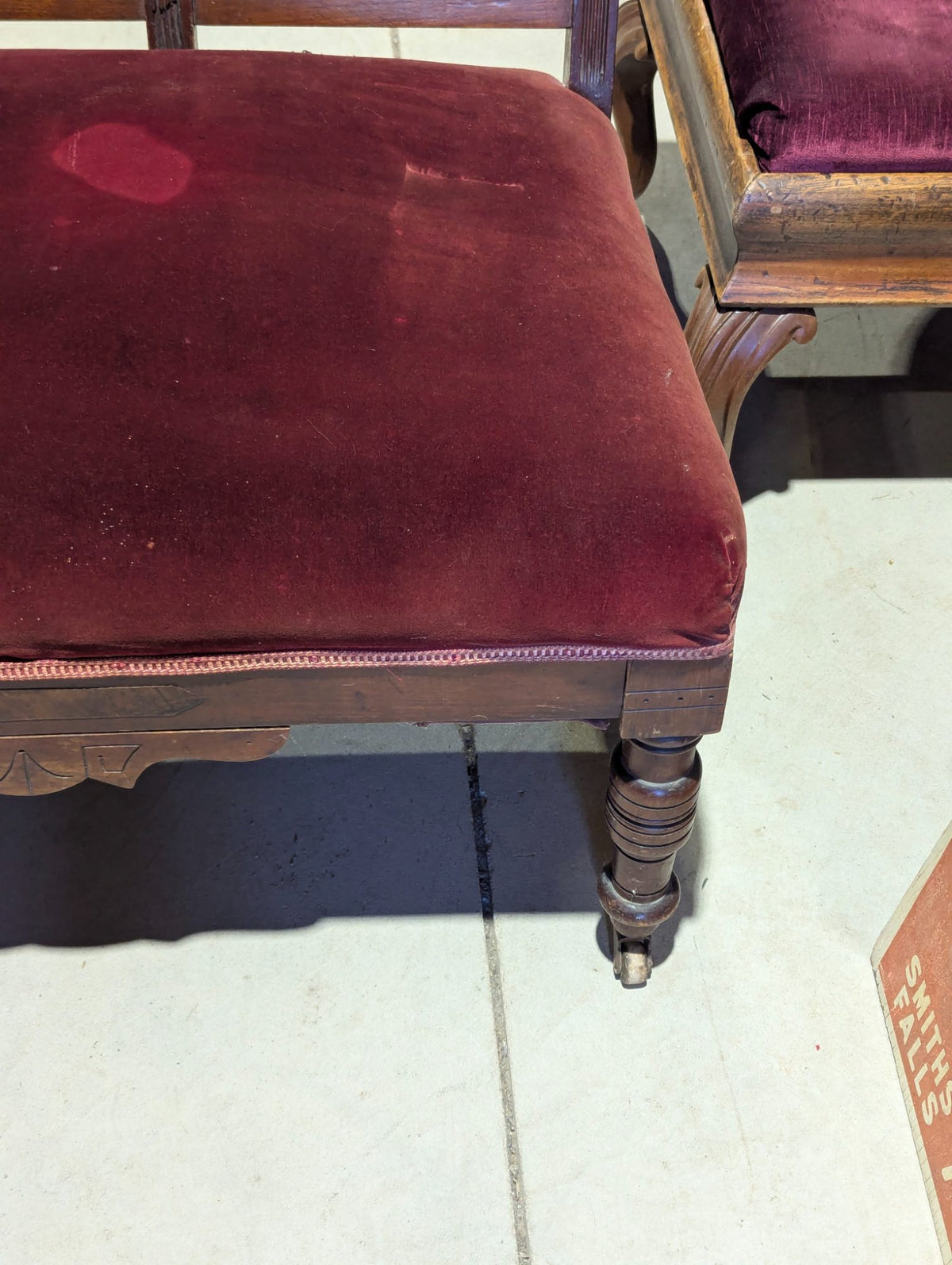 Antique Victorian Eastlake Walnut Bustle Bench