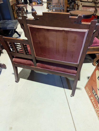 Antique Victorian Eastlake Walnut Bustle Bench