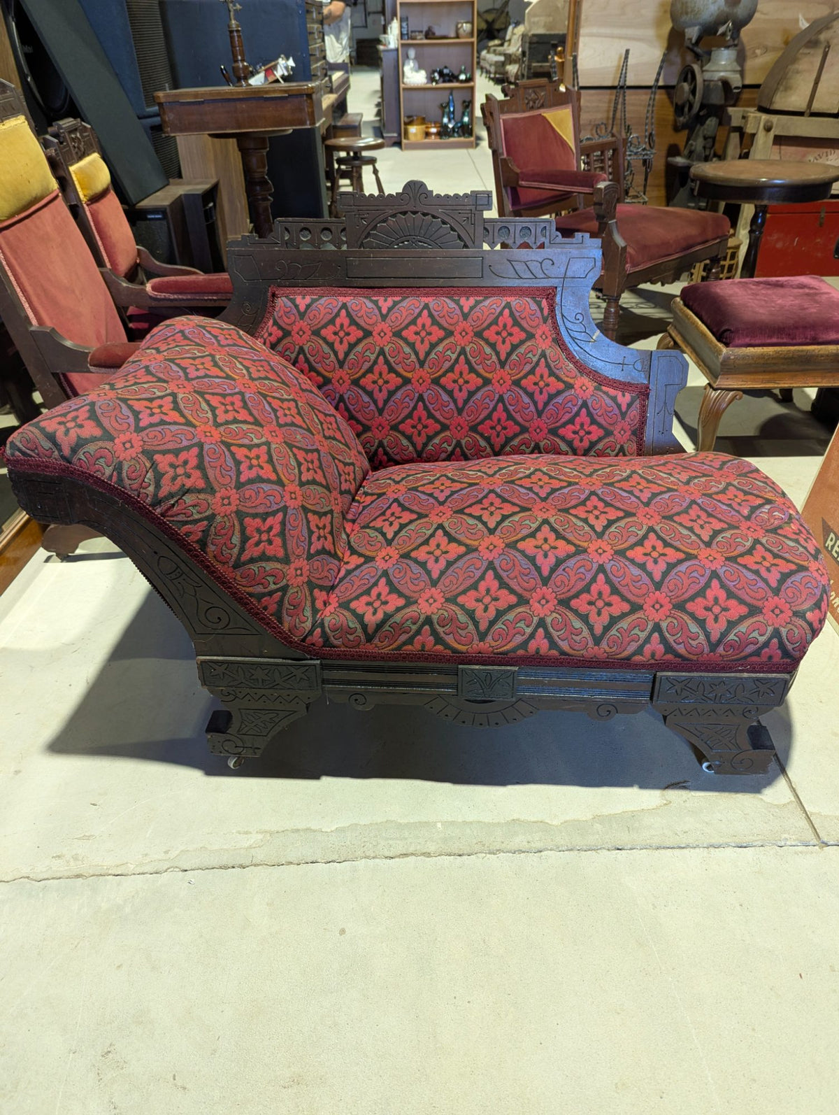 Antique Victorian Eastlake Walnut Fainting Couch