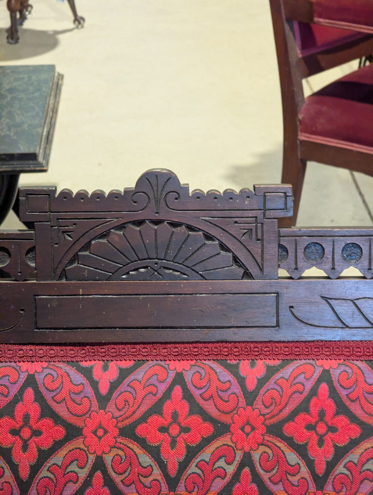 Antique Victorian Eastlake Walnut Fainting Couch