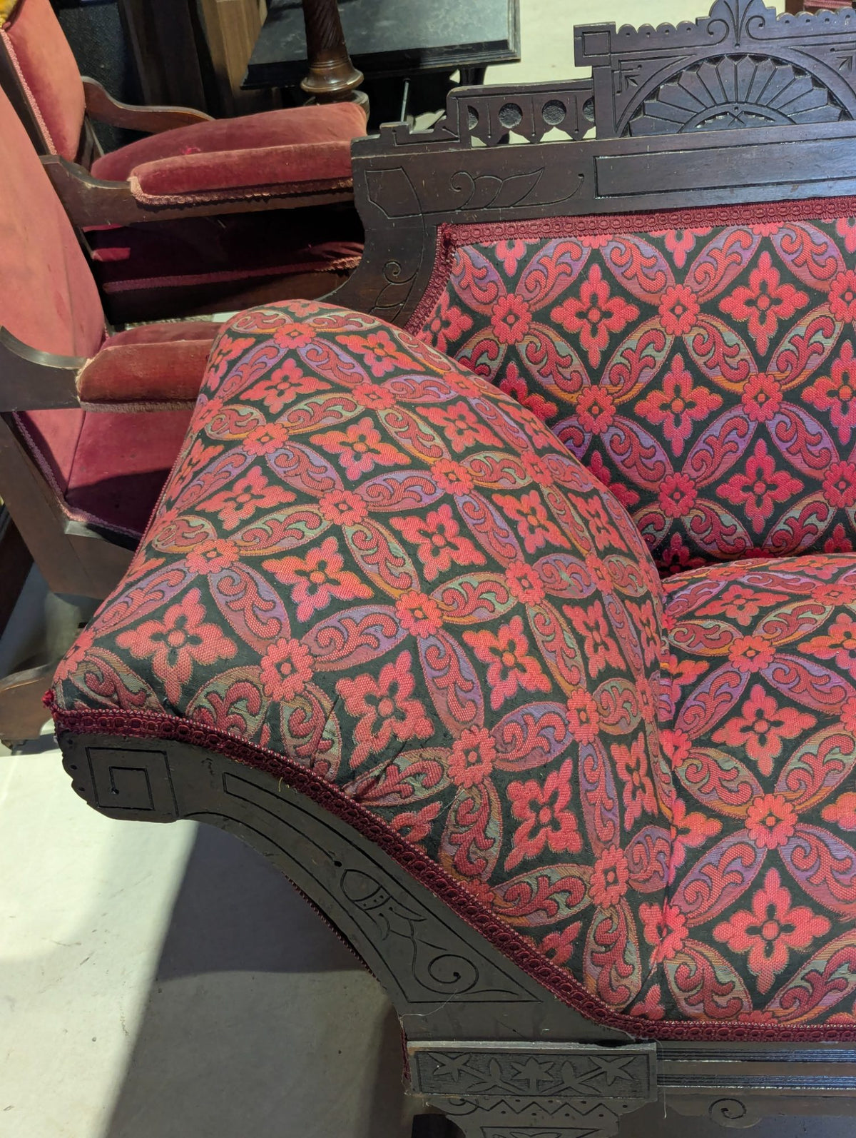 Antique Victorian Eastlake Walnut Fainting Couch