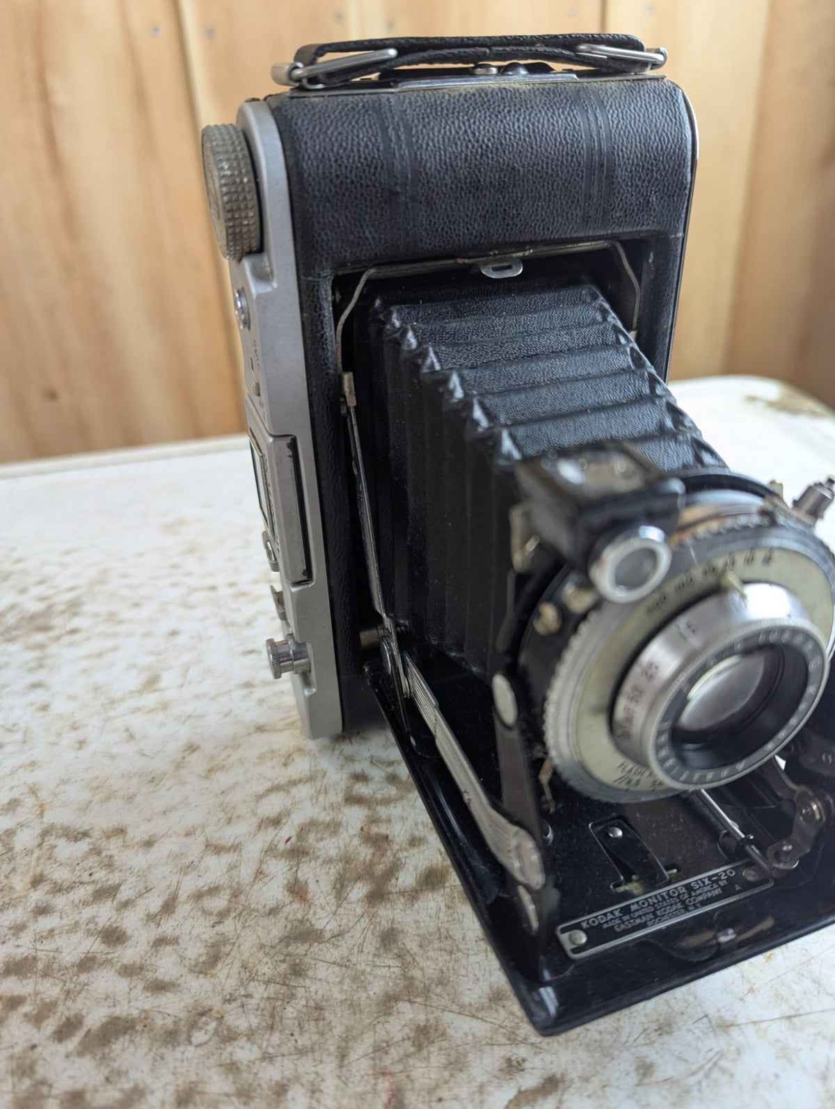 1940s Kodak Monitor Six-20 Folding Camera and Leather Case