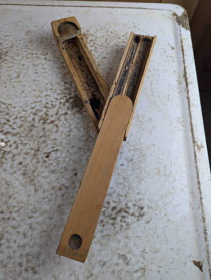 Vintage Wooden Two-Tier Pencil Case with Sliding Lid