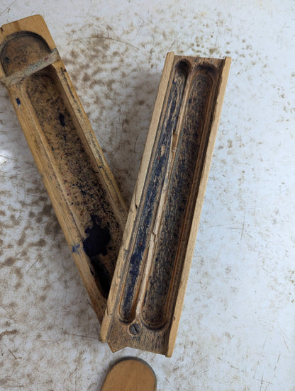 Vintage Wooden Two-Tier Pencil Case with Sliding Lid