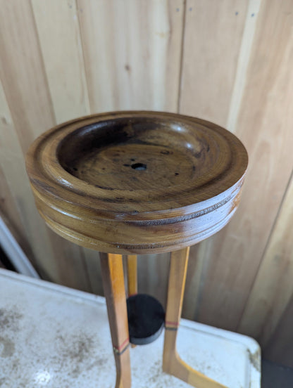 Vintage Handmade Wooden Hockey Themed Ashtray Stand 24" Tall