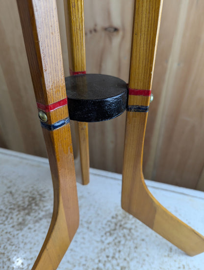 Vintage Handmade Wooden Hockey Themed Ashtray Stand 24" Tall